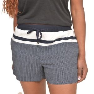 Navy/White Stretchy Chino Shorts. Poly/Spandex/Tweed. L XL 14 16